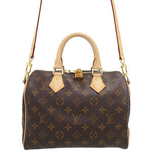 Louis Vuitton 2way Leather Monogram Speedy Bandouliere Bag Brown